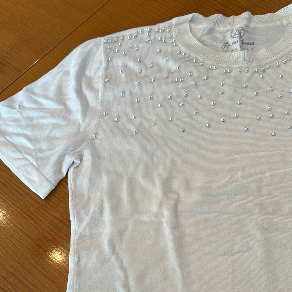 White Beaded T-Shirt